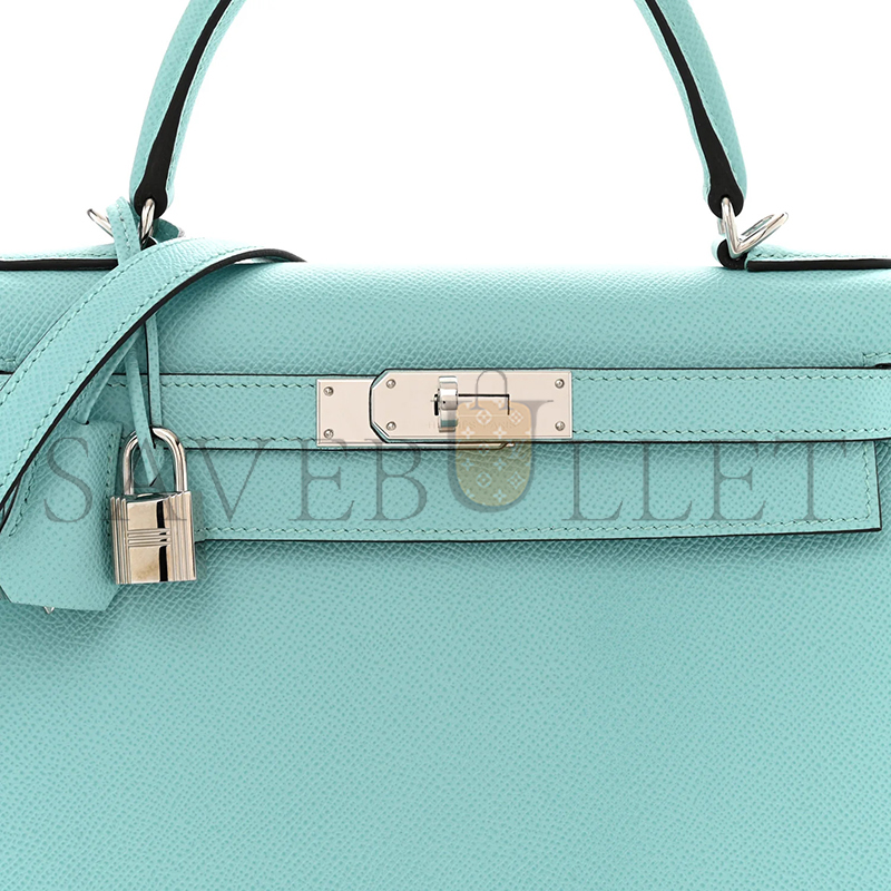 HERMES MASTER KELLY 28 SELLIER EPSOM BLEU ATOLL PALLADIUM HARDWARE (28*22*10cm)